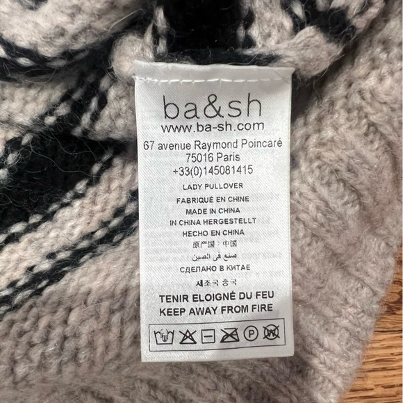 Ba&sh Bosco Striped Wool Mohair Blend Sweater Greige Sz Large Crewneck Pullover - Picture 15 of 16